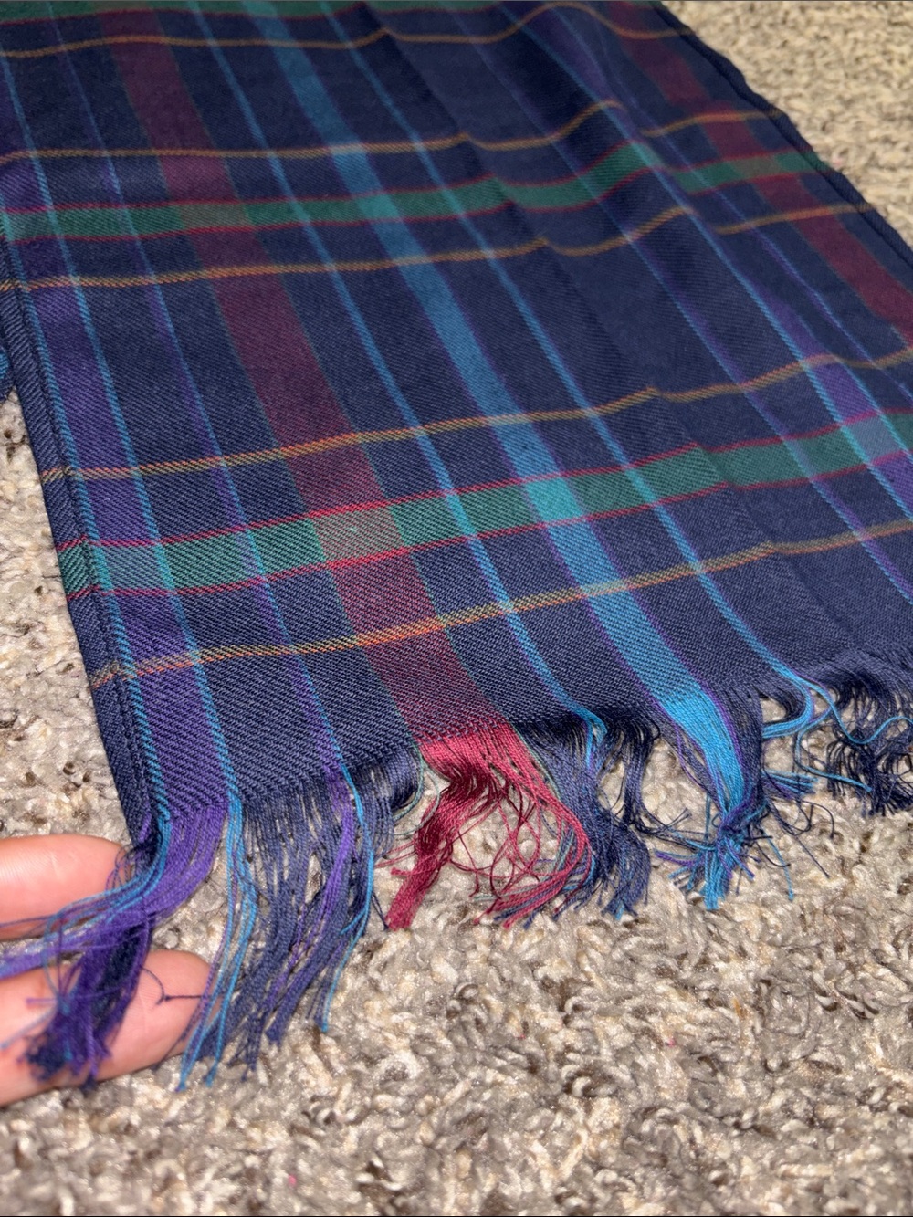 Lobo by Pendleton scarf plaid NWT Made in USA cotton/wool checkered schoolgirl - Picture 3 of 4